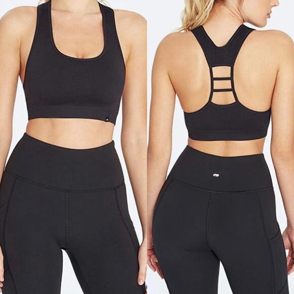 Marika Haley Seamless Sports Bra Black Padded Racerback Size XS New - Picture 1 of 7